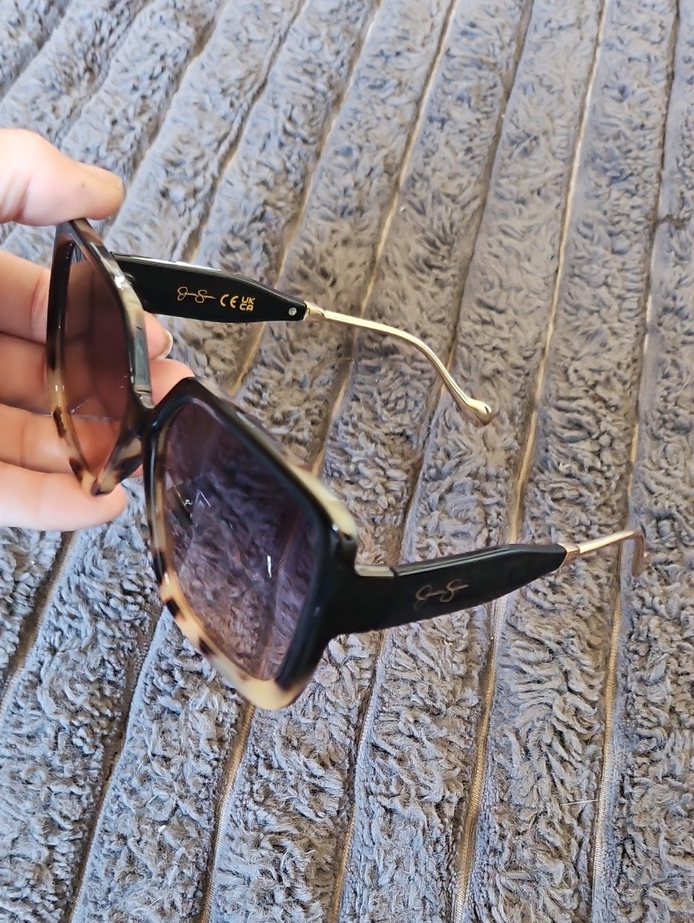 Jessica Simpson Oversized Square Metal Tip Sunglasses